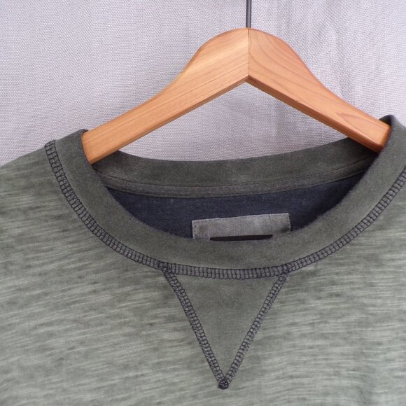 ZIMEGO Men's Sz XXL Long Sleeve Crew Neck Green Color Dye Washed Hipster T-Shirt - Picture 2 of 8